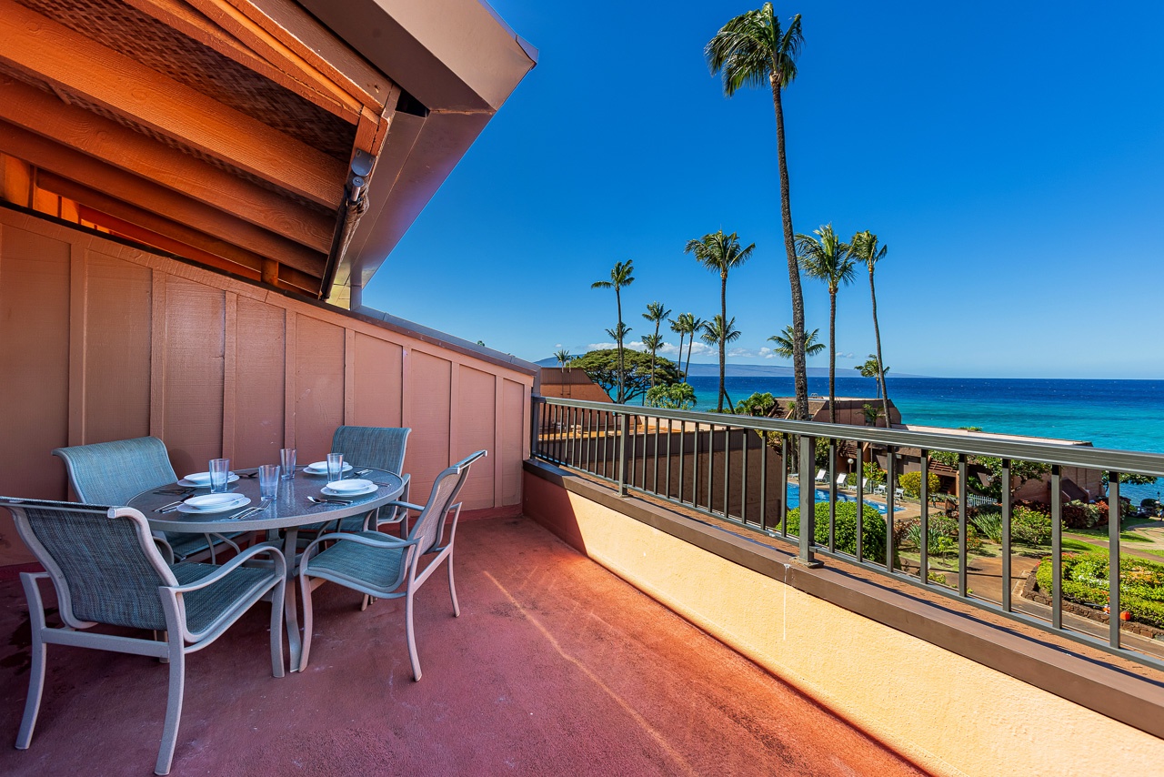 Enjoy morning coffee or sunset dinners at your outdoor table with the beach just steps away.