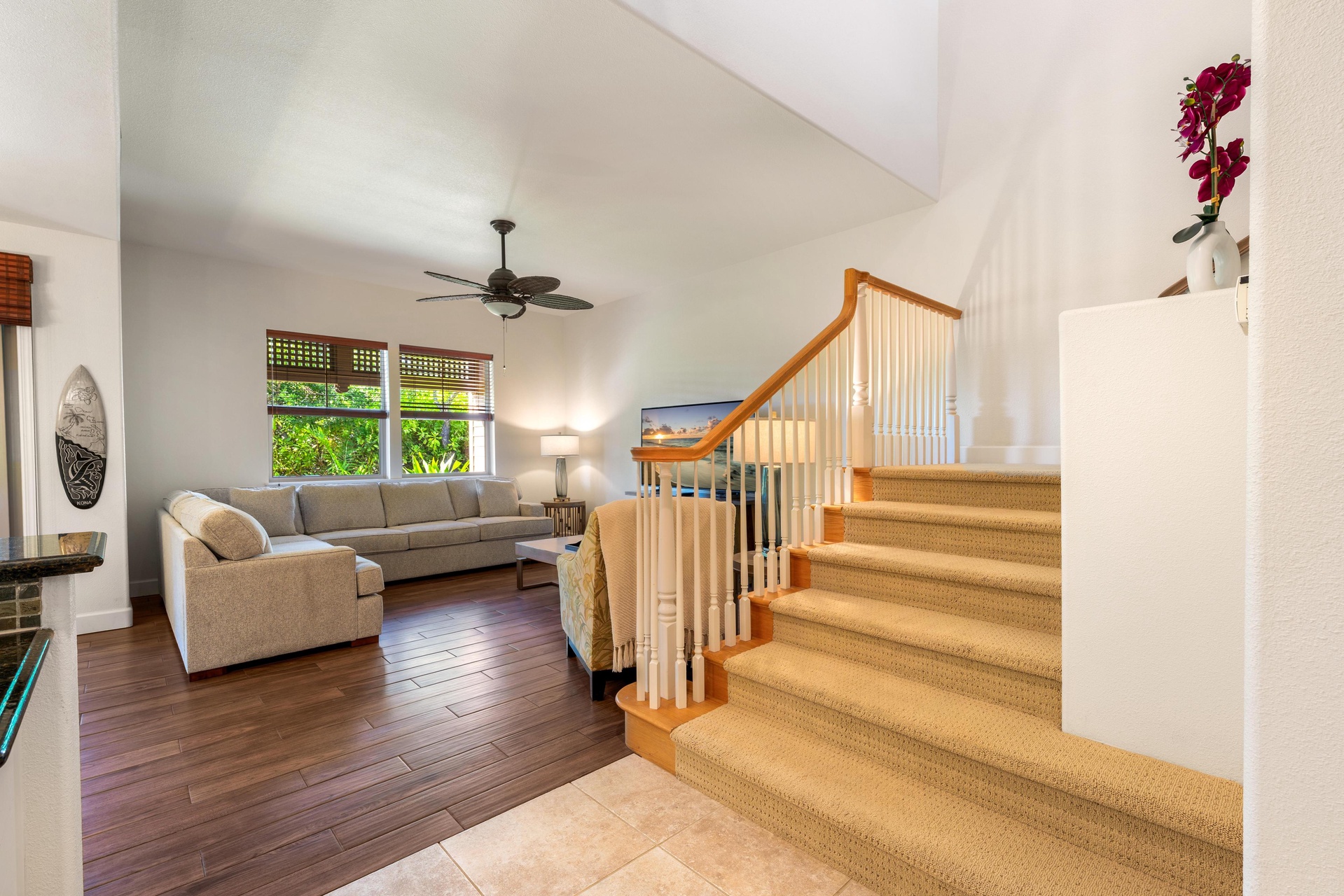 Walk upstairs to the bedrooms