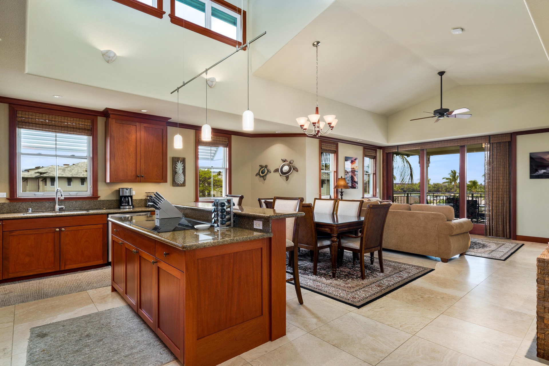 Dining space that flows seamlessly into kitchen and living room