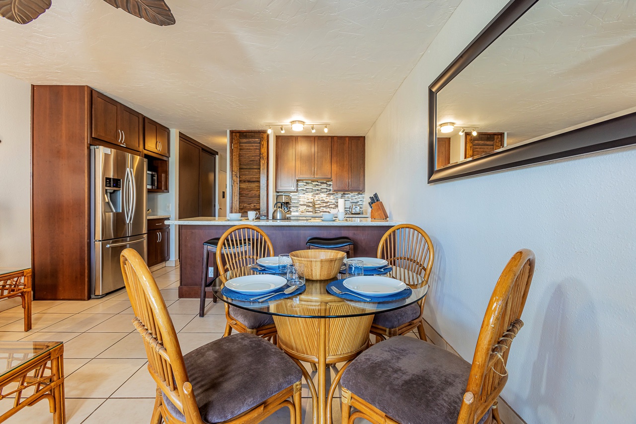 A comfortable dining nook for four