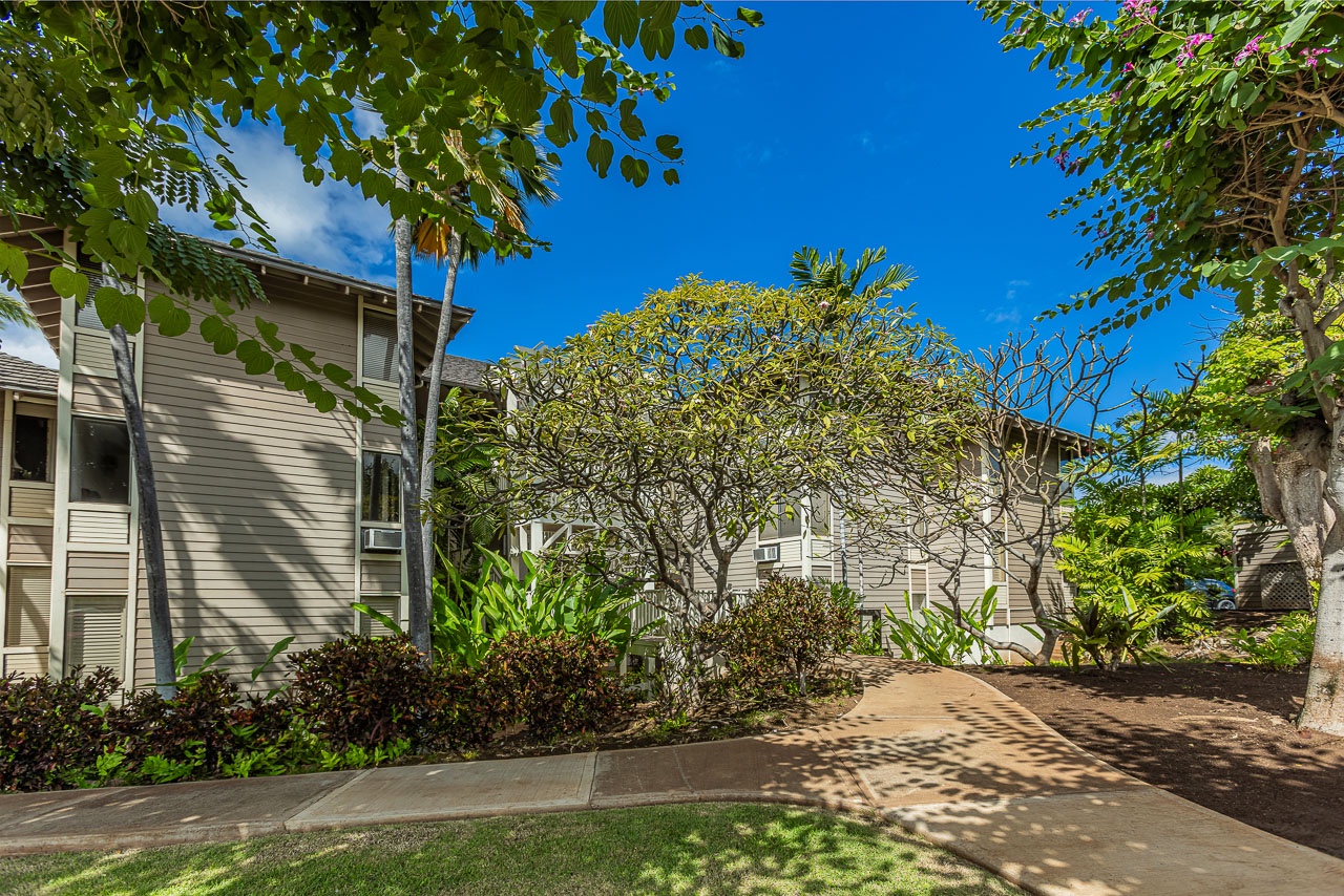 Elegant building set among lush tropical greenery