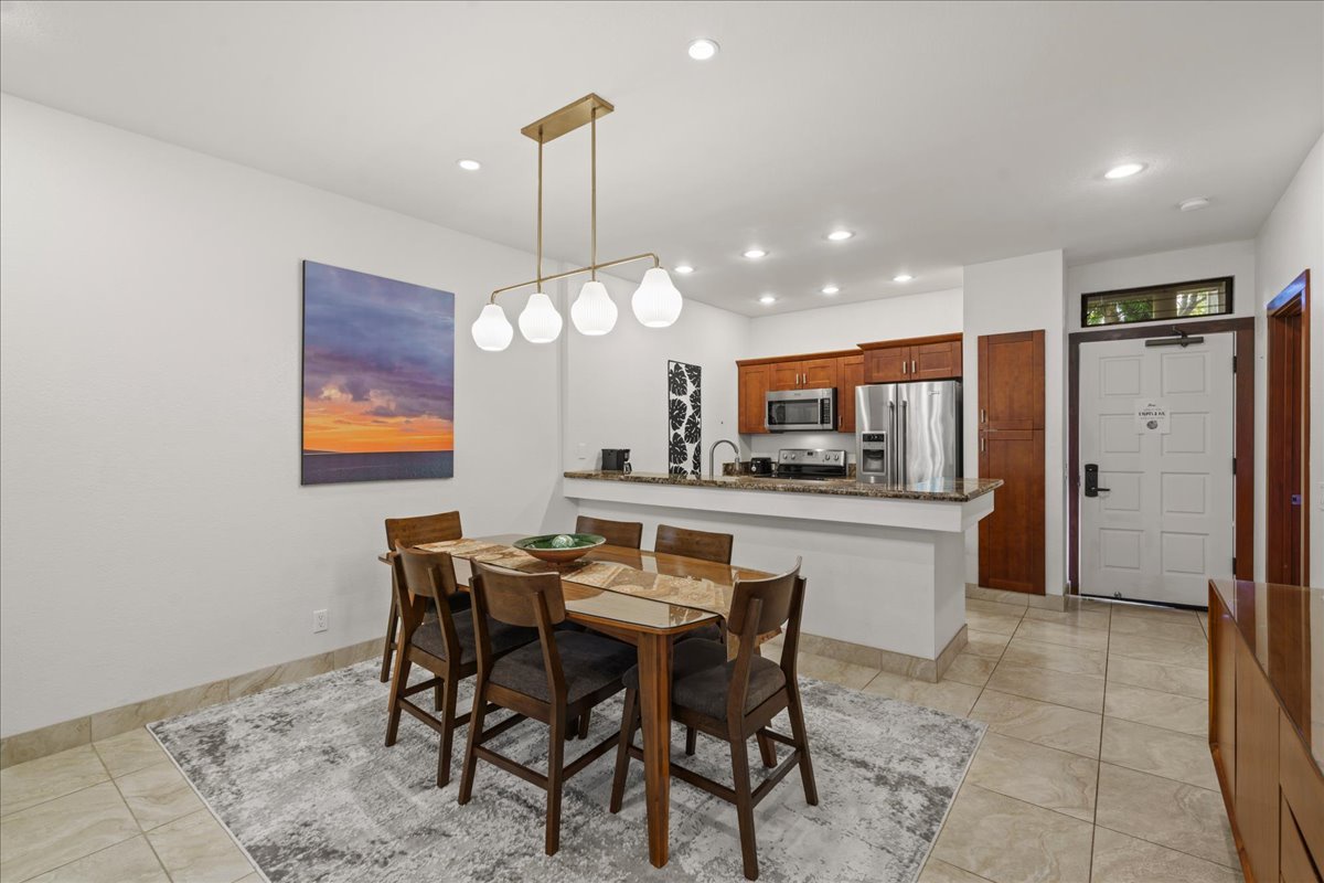 Enjoy meals together in this thoughtfully designed dining area