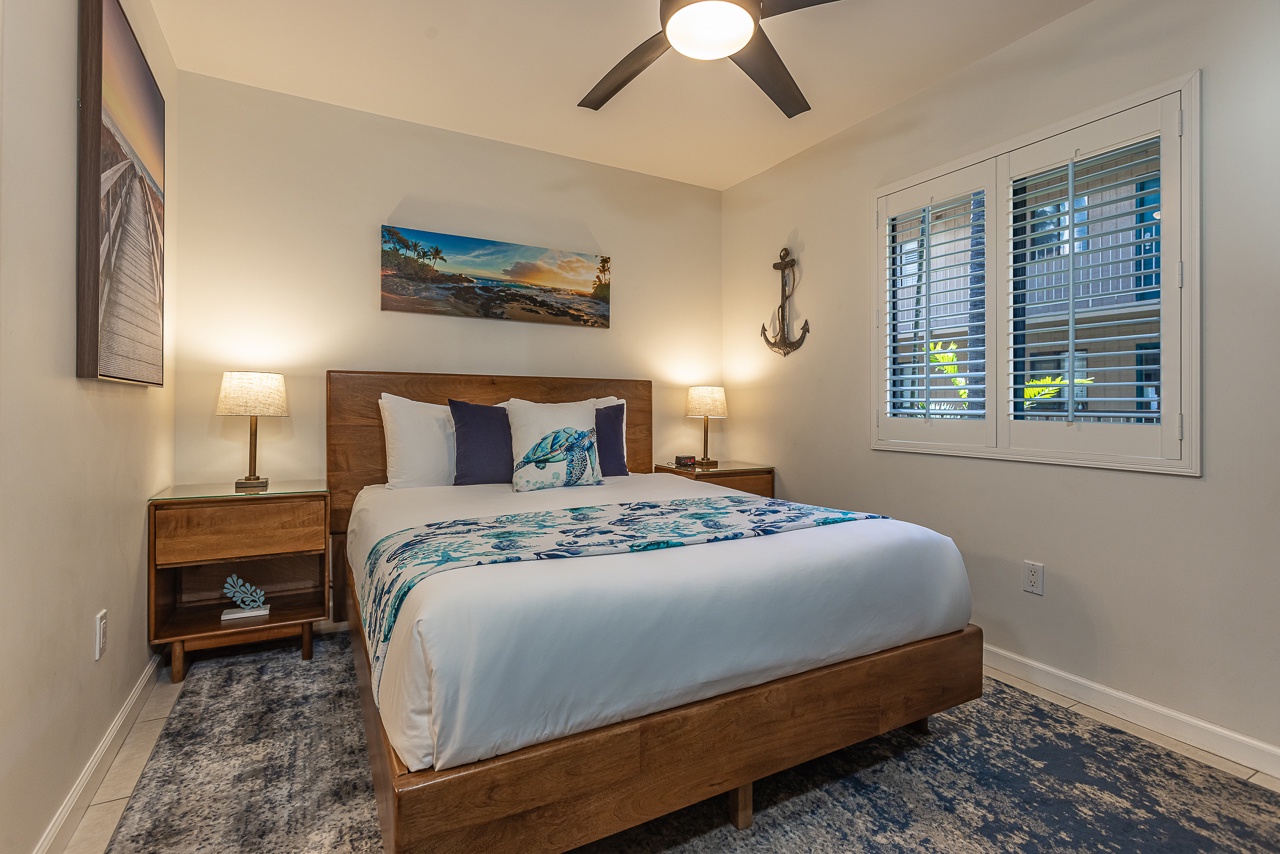 Drift into peaceful dreams in your coastal-themed bedroom with crisp linens and ocean-inspired decor creating a serene retreat.