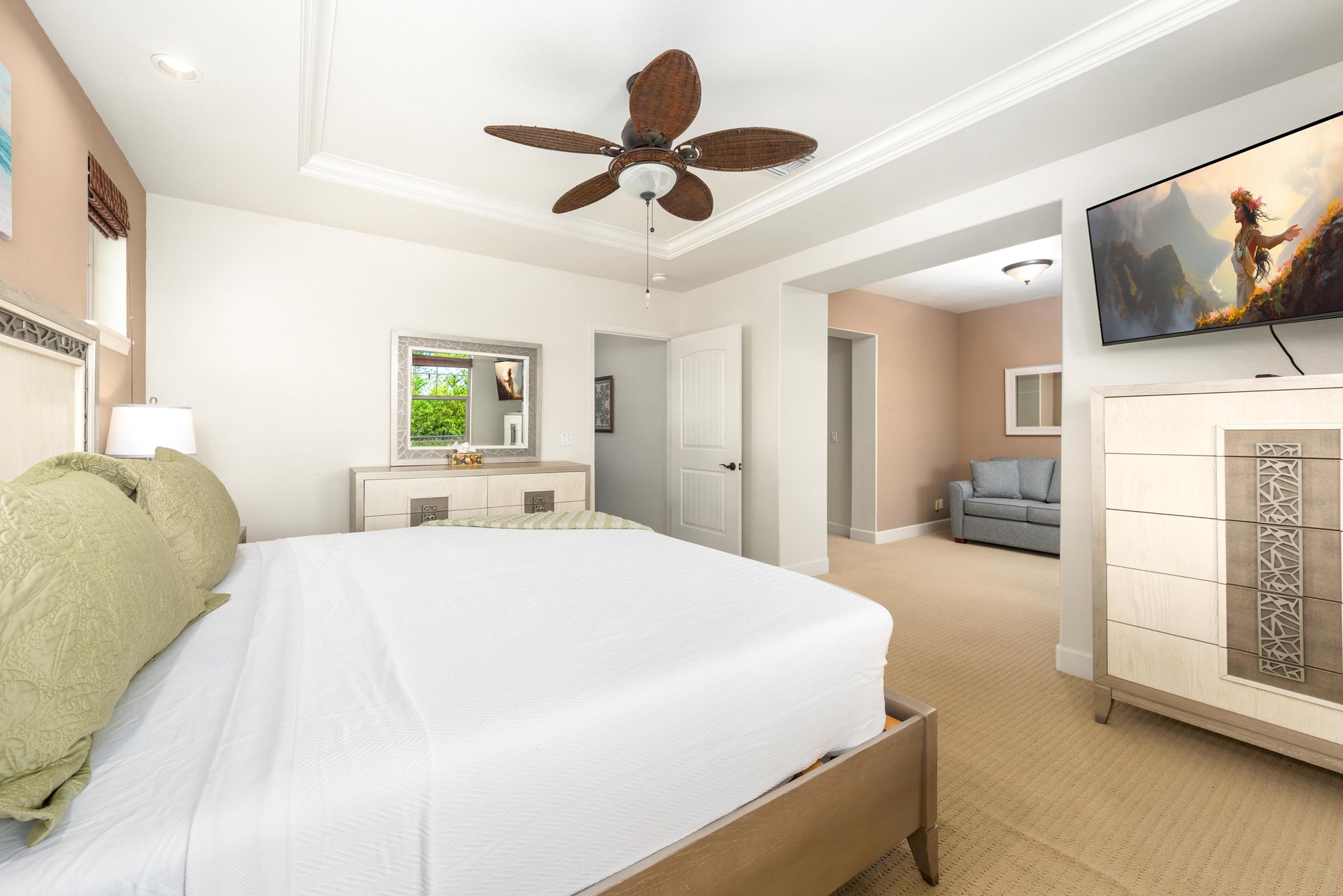 Primary bedroom with king bed