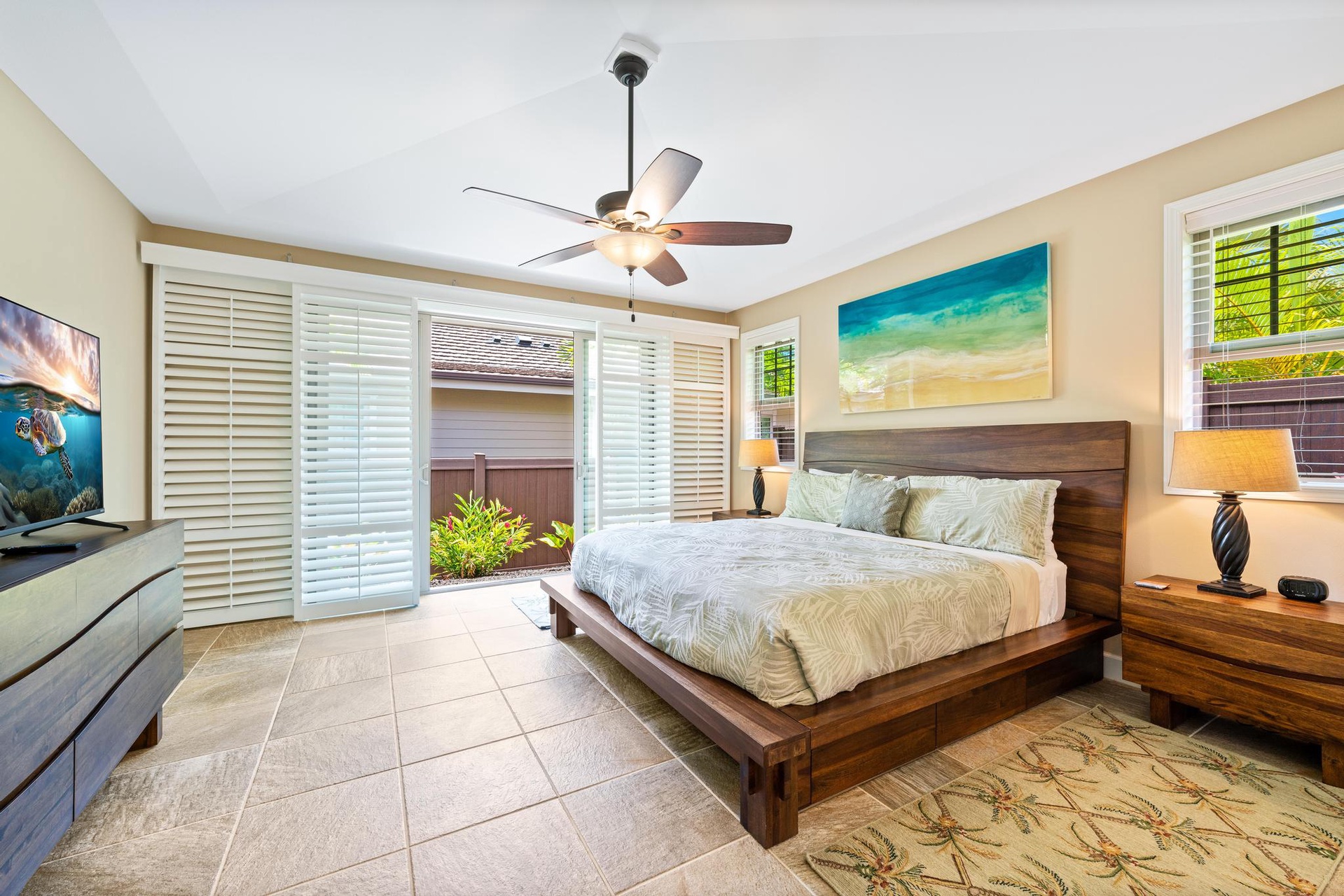 Spacious king bed invites restful nights and lazy mornings