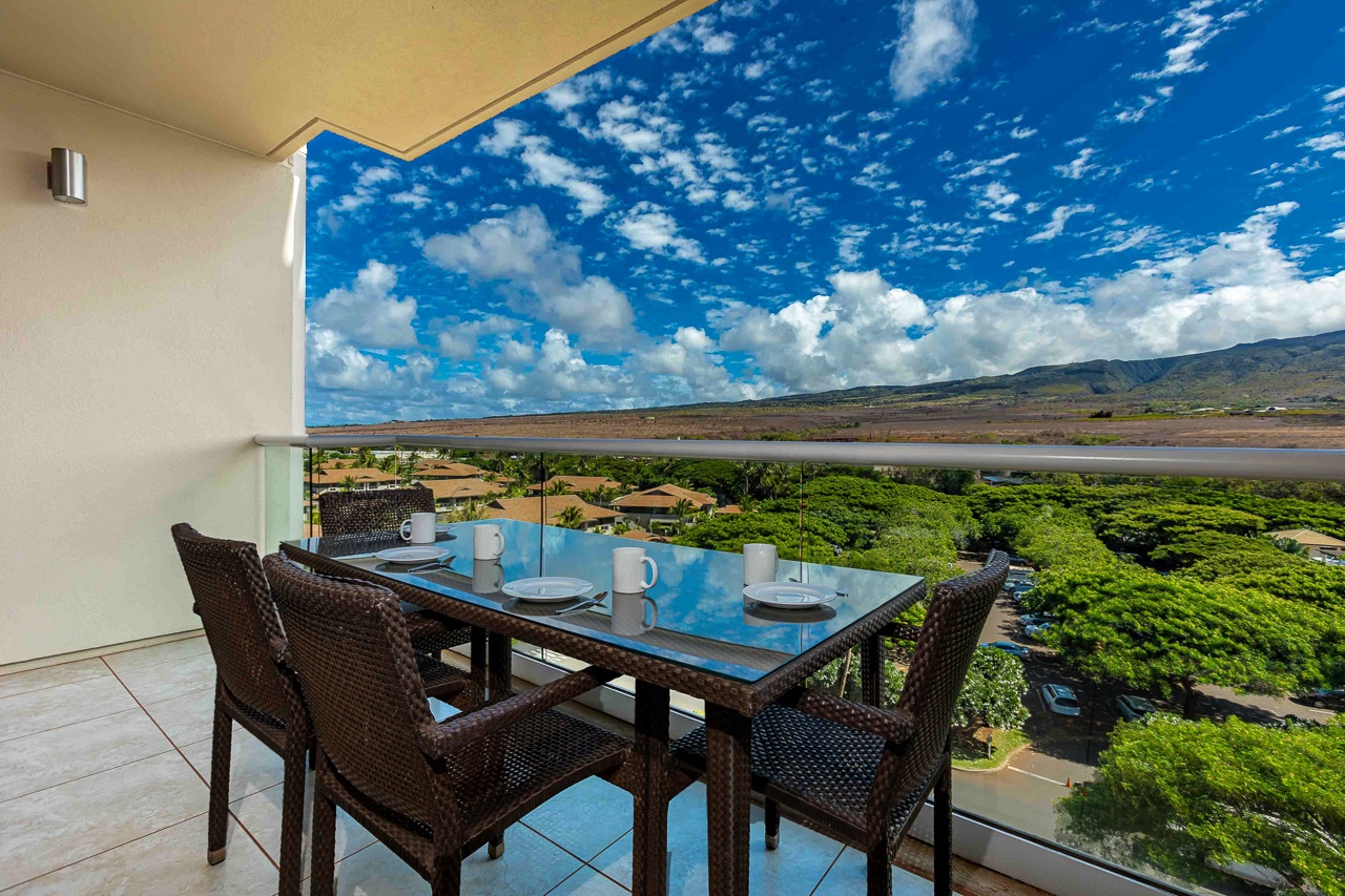 Sip your morning coffee at your private table and take in stunning mountain and lush green landscapes stretching to the horizon—a peaceful retreat with spectacular views.