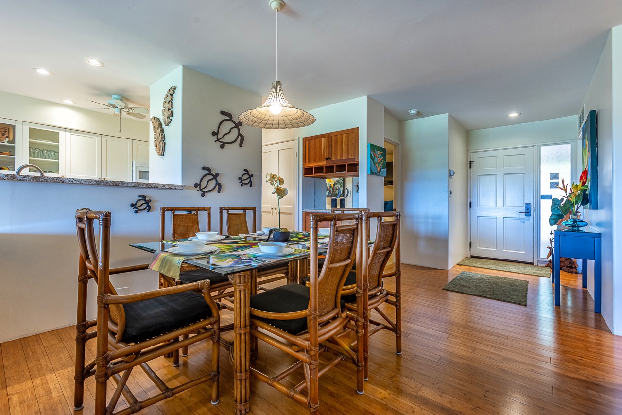 The coastal-themed décor and open layout create a warm, relaxed atmosphere perfect for your island escape.