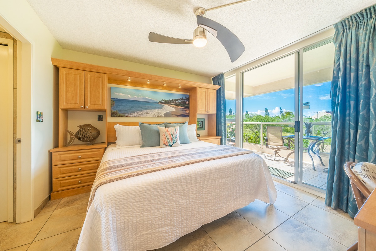 Wake up to sunshine and coastal breezes in your serene bedroom, where soft linens and ocean-inspired touches invite you to unwind completely. Step through sliding doors to your private balcony and soak in the views.