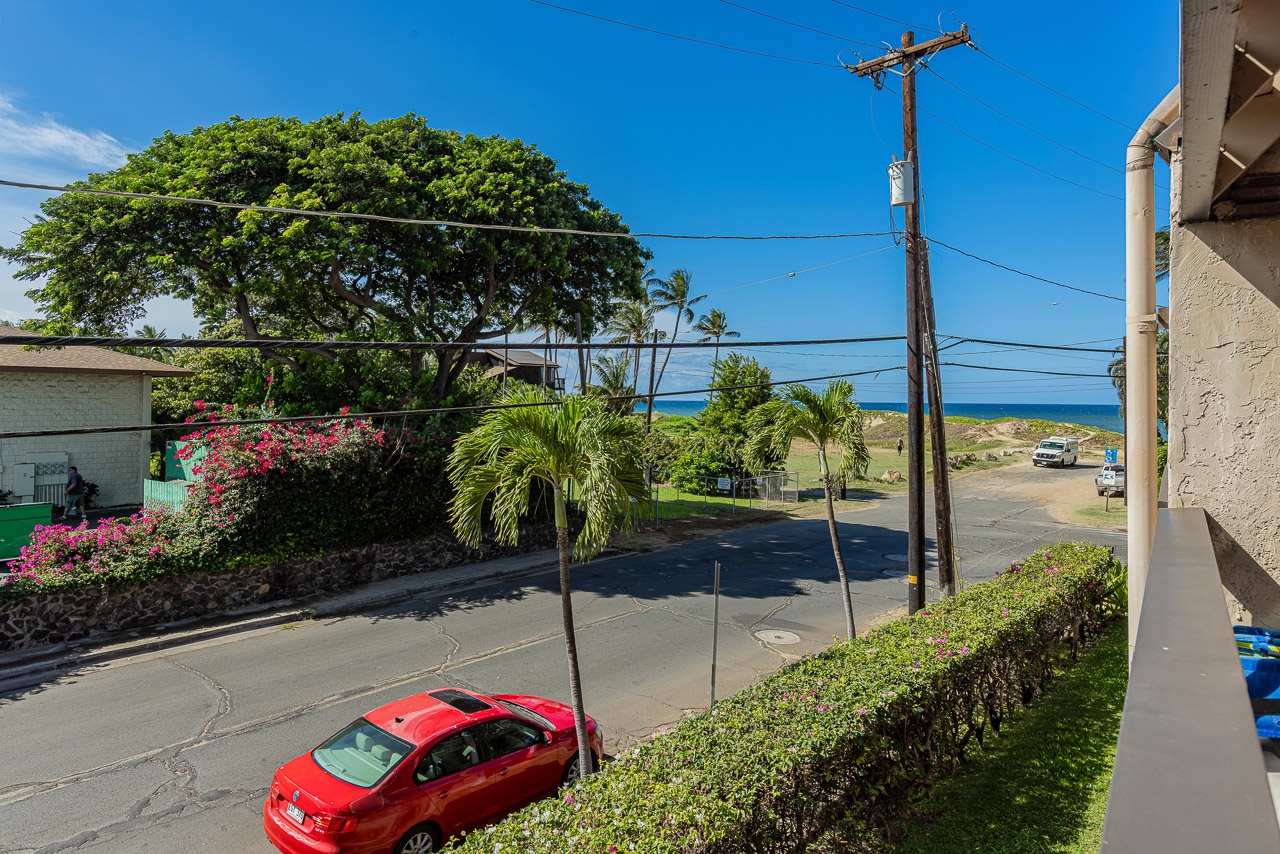 Private lanai with a mix of ocean and garden scenery