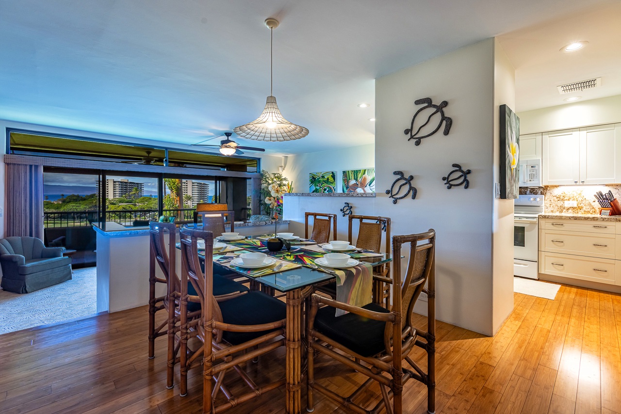 Gather around the island-inspired dining table where meals become moments.