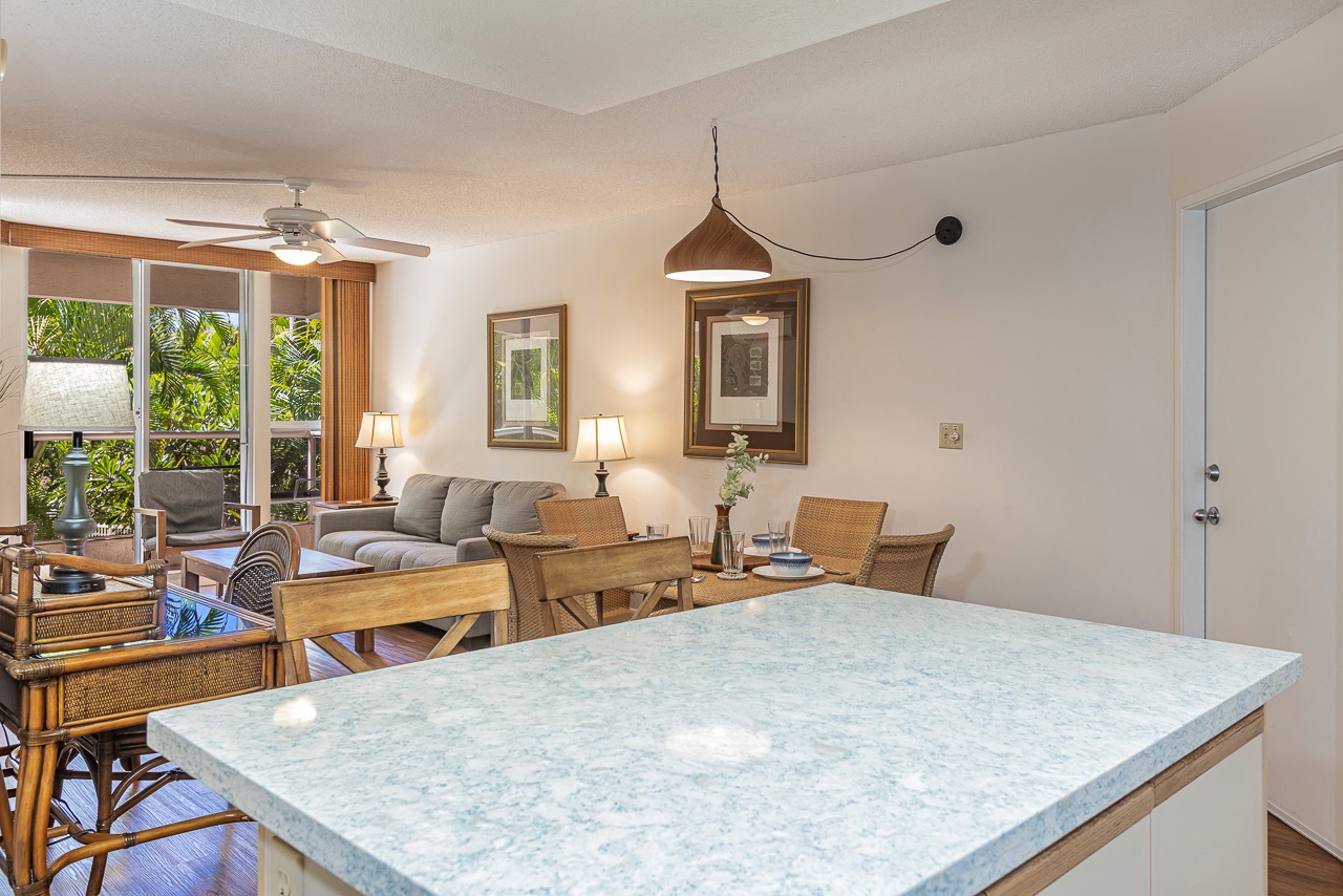 Open kitchen connects seamlessly with the living and dining areas