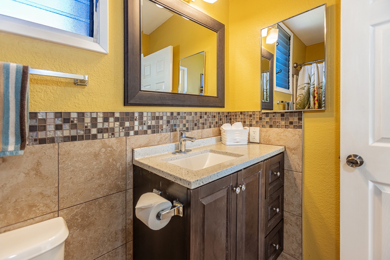 Bathrooms on both levels make group stays easy