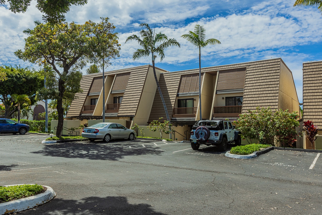 Convenient parking spaces for each unit.