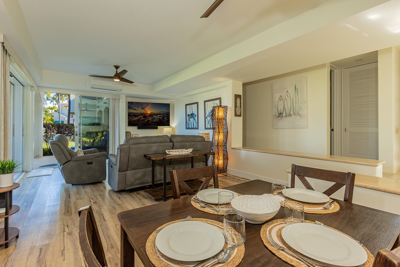 A welcoming dining space with indoor and outdoor choices