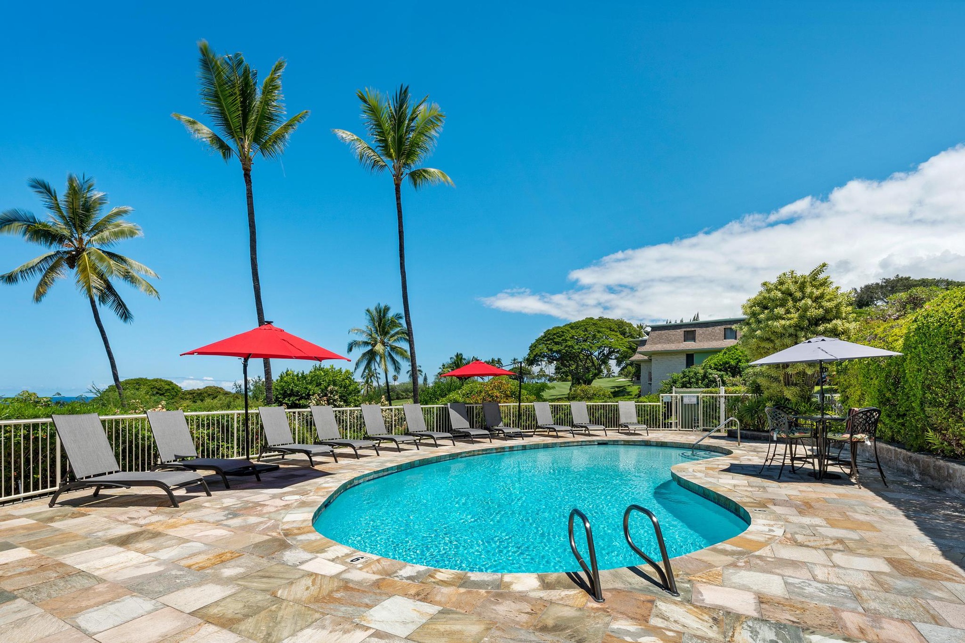 Dive into crystal-clear waters surrounded by swaying palms and tropical paradise, where your perfect poolside retreat awaits.