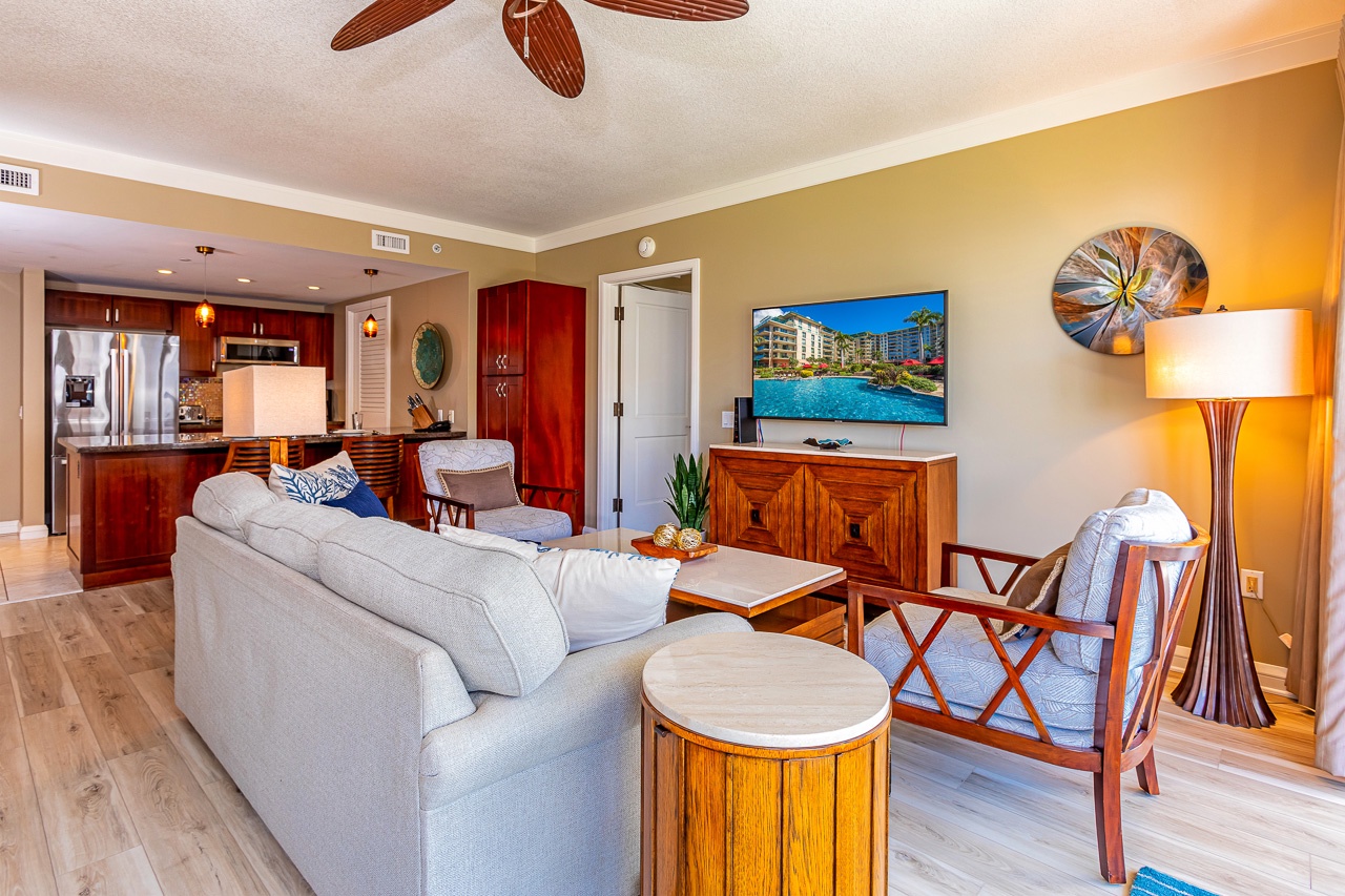 Unwind on plush seating, enjoy your favorite shows, and let the island-inspired décor transport you to paradise.