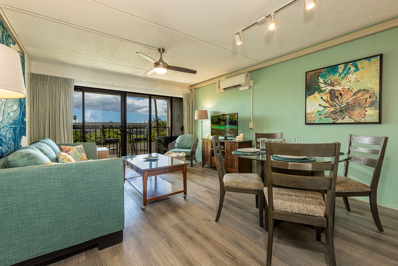 Bright, beachy living space made for unwinding after a day in the sun