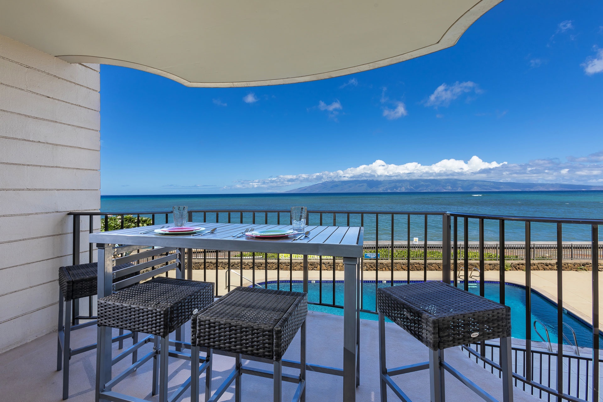 This private balcony offers breathtaking ocean views.