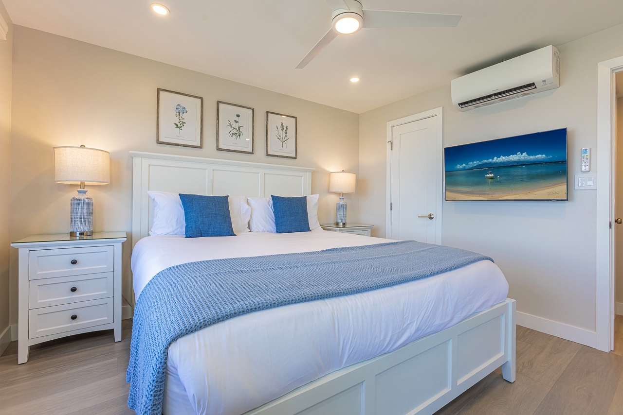 King bed and fresh linens for restful island nights