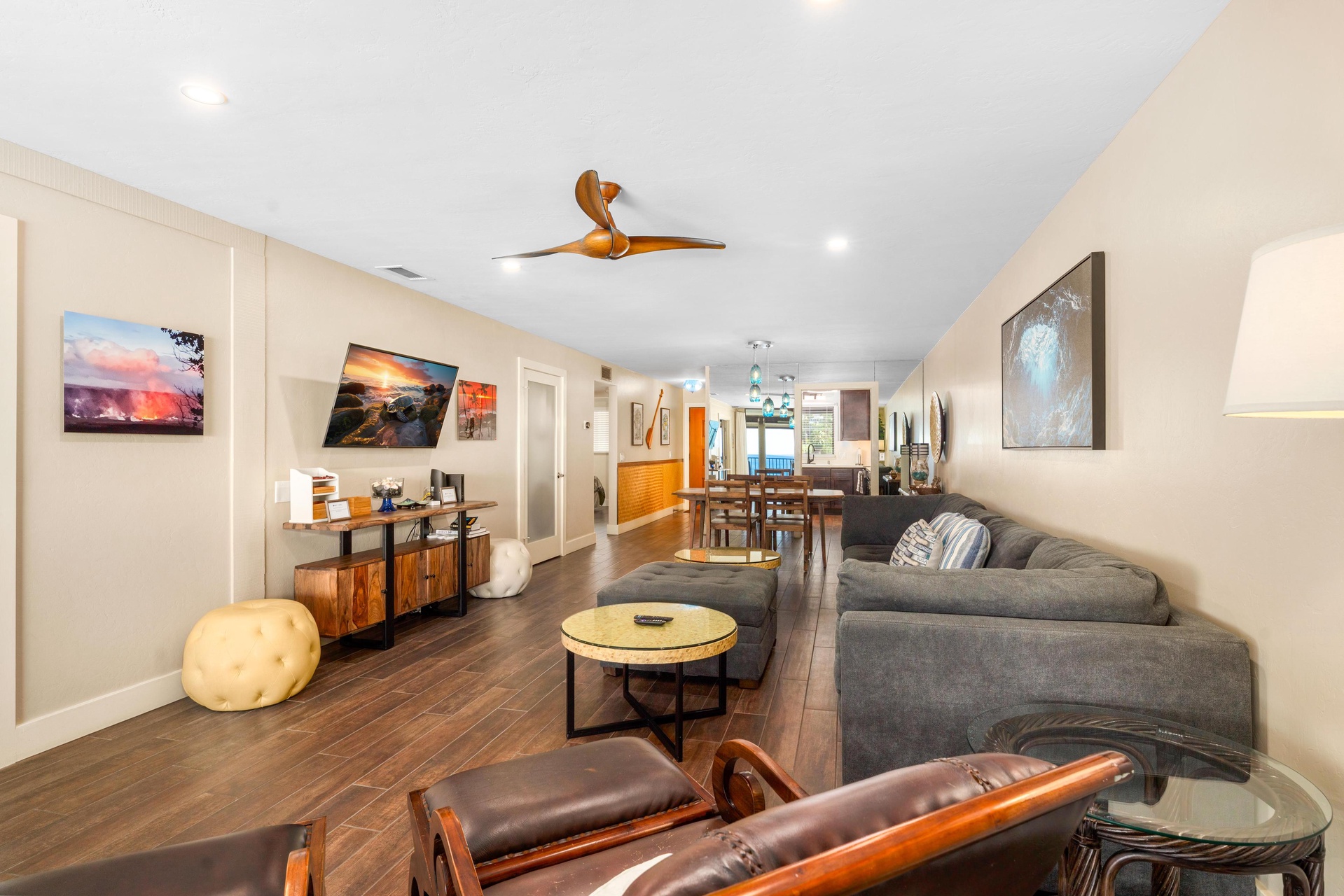 Living room with large television