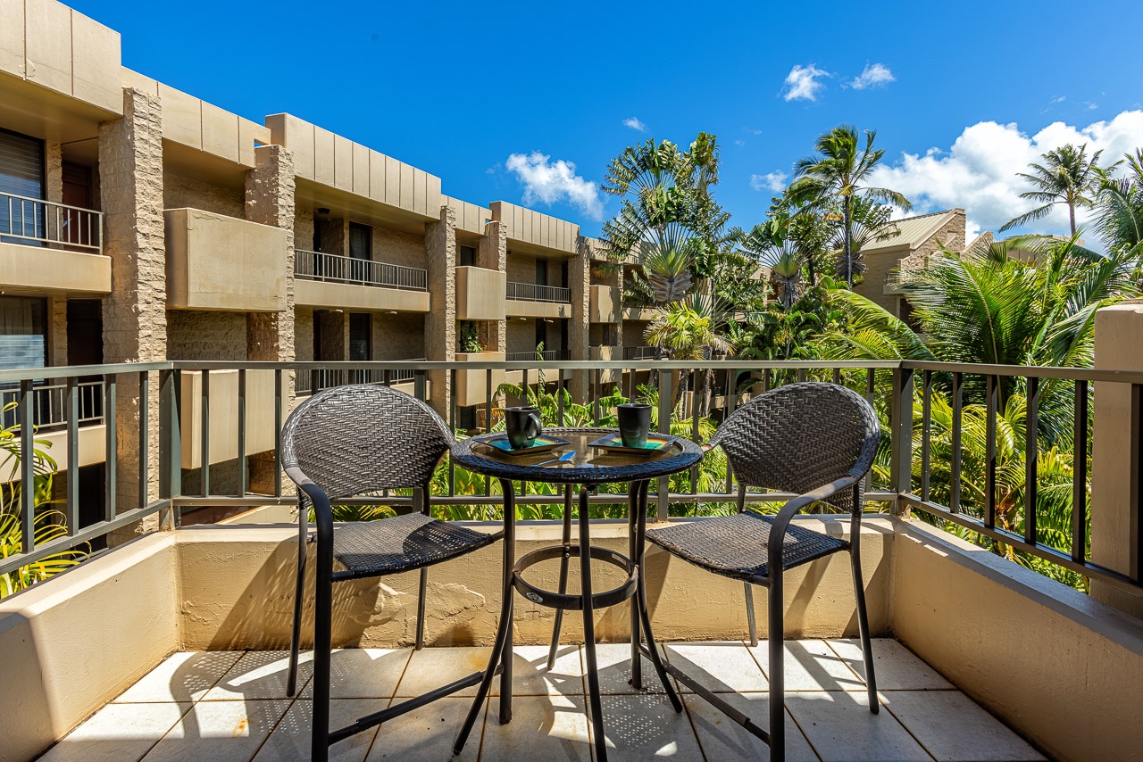 Sip your morning coffee on your private balcony, surrounded by swaying palms and tropical gardens, with sunny skies and warm breezes welcoming your day.