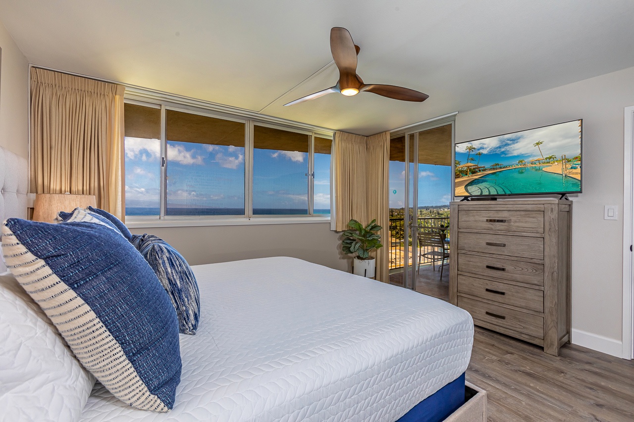 Wake up to sweeping ocean vistas framed by floor-to-ceiling windows, where sunlight dances across cool blue waters. Your private balcony awaits for morning coffee with a view.