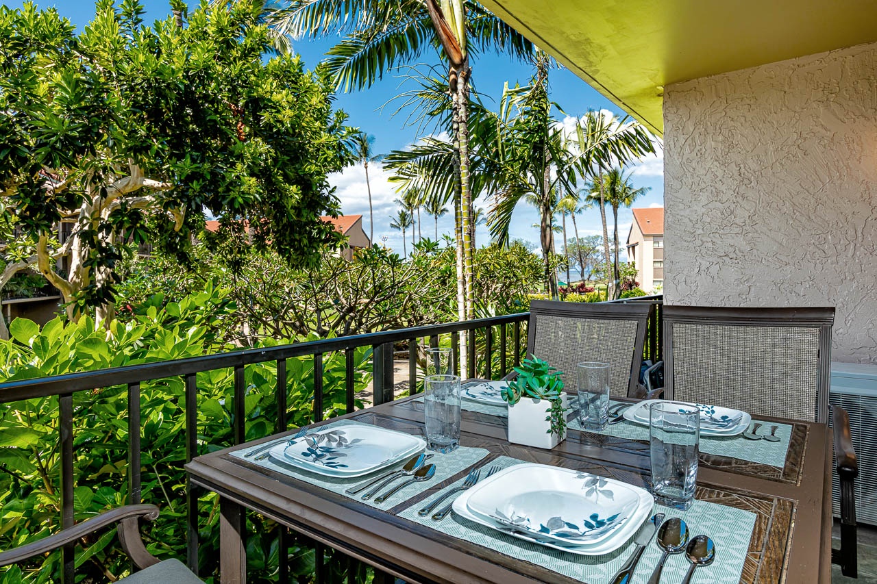 Table for four to gather for meals and your favorite beverages.