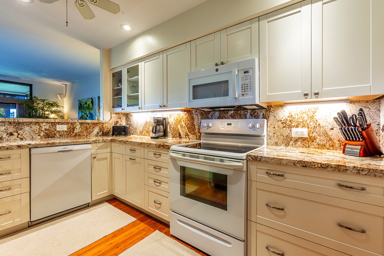Your fully equipped kitchen awaits with modern appliances and everything you need to whip up a meal or brew morning coffee before heading out to explore.