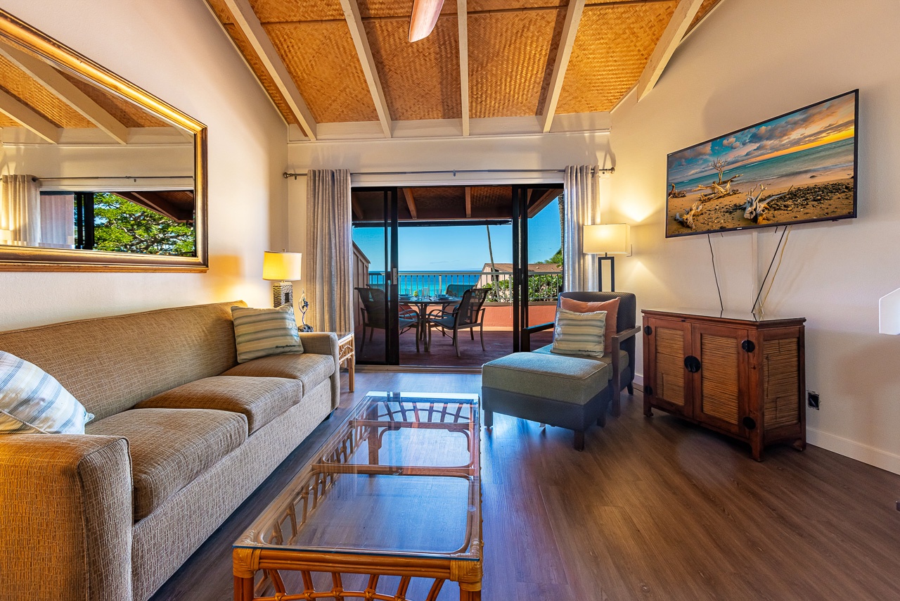 Thoughtful island-style décor and vaulted ceilings create a serene, spacious retreat.