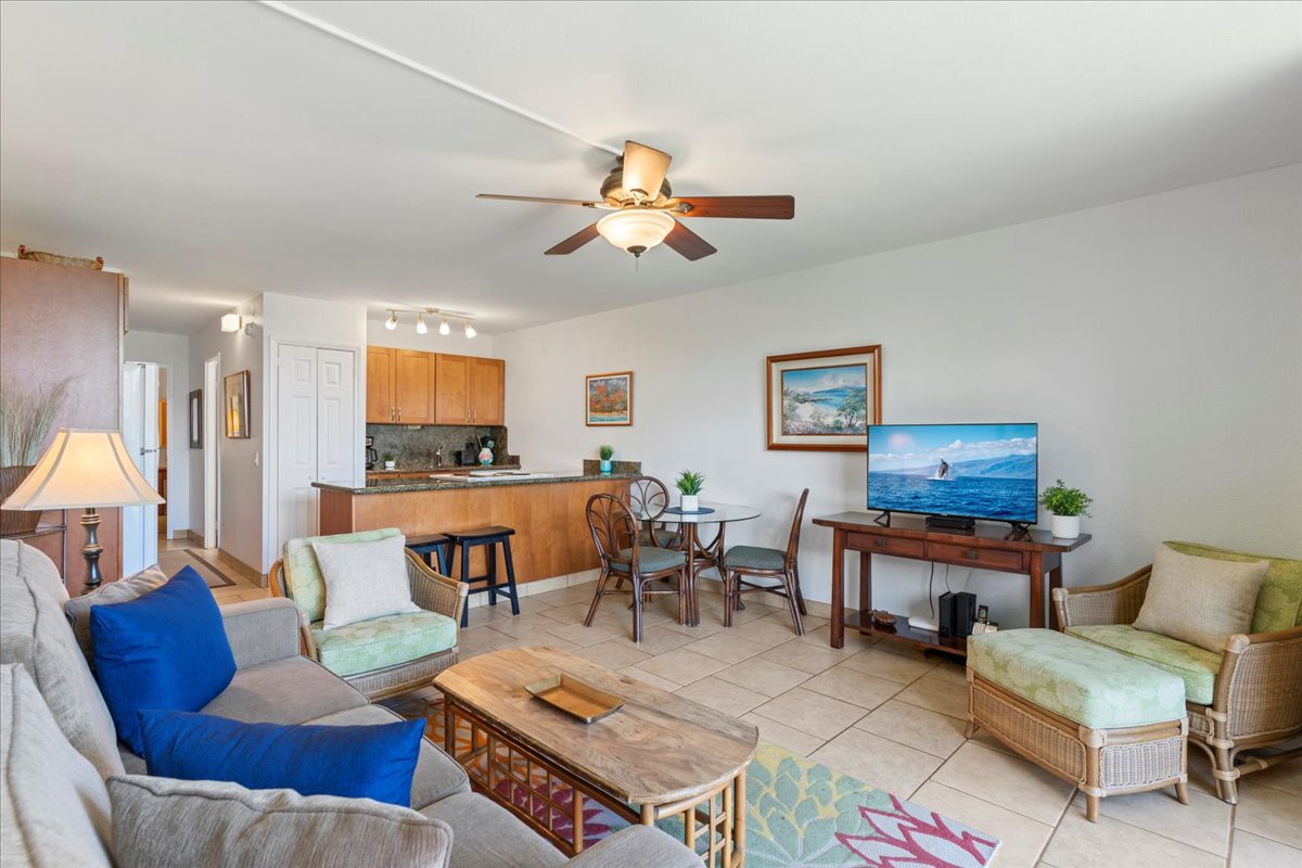 Step into your open-concept retreat, where island-inspired décor, soft seating, and a fully equipped kitchen invite you to relax and feel right at home the moment you arrive.