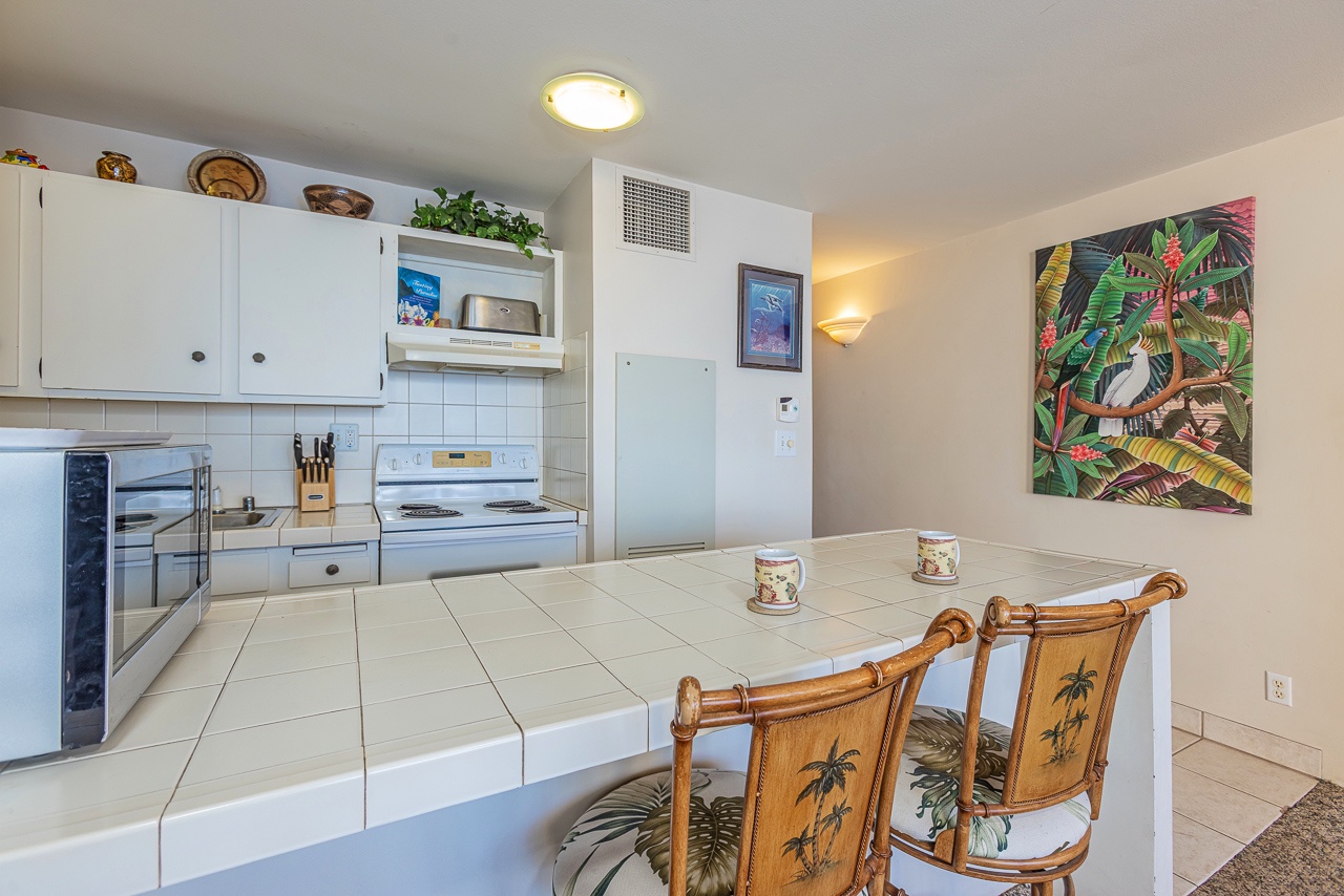 Convenient kitchen setup for your island stay