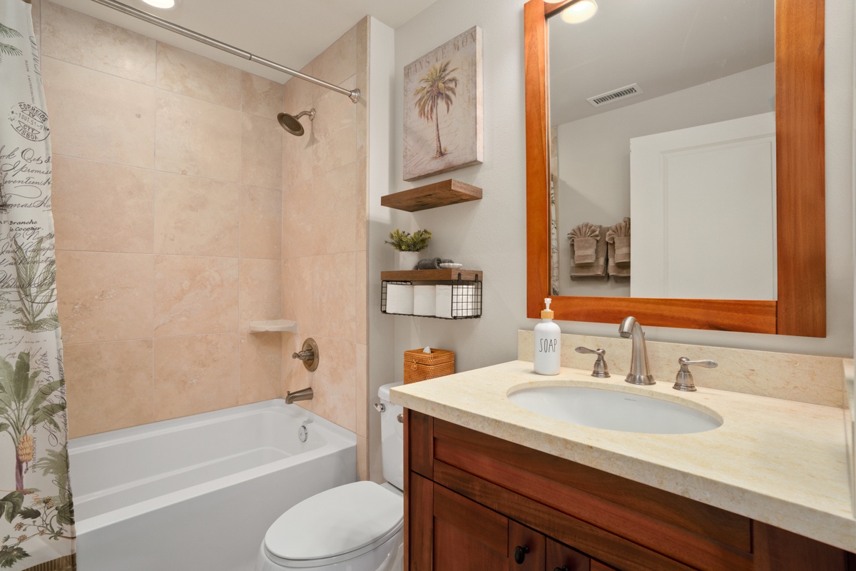 Guest bath stocked with everything you need.
