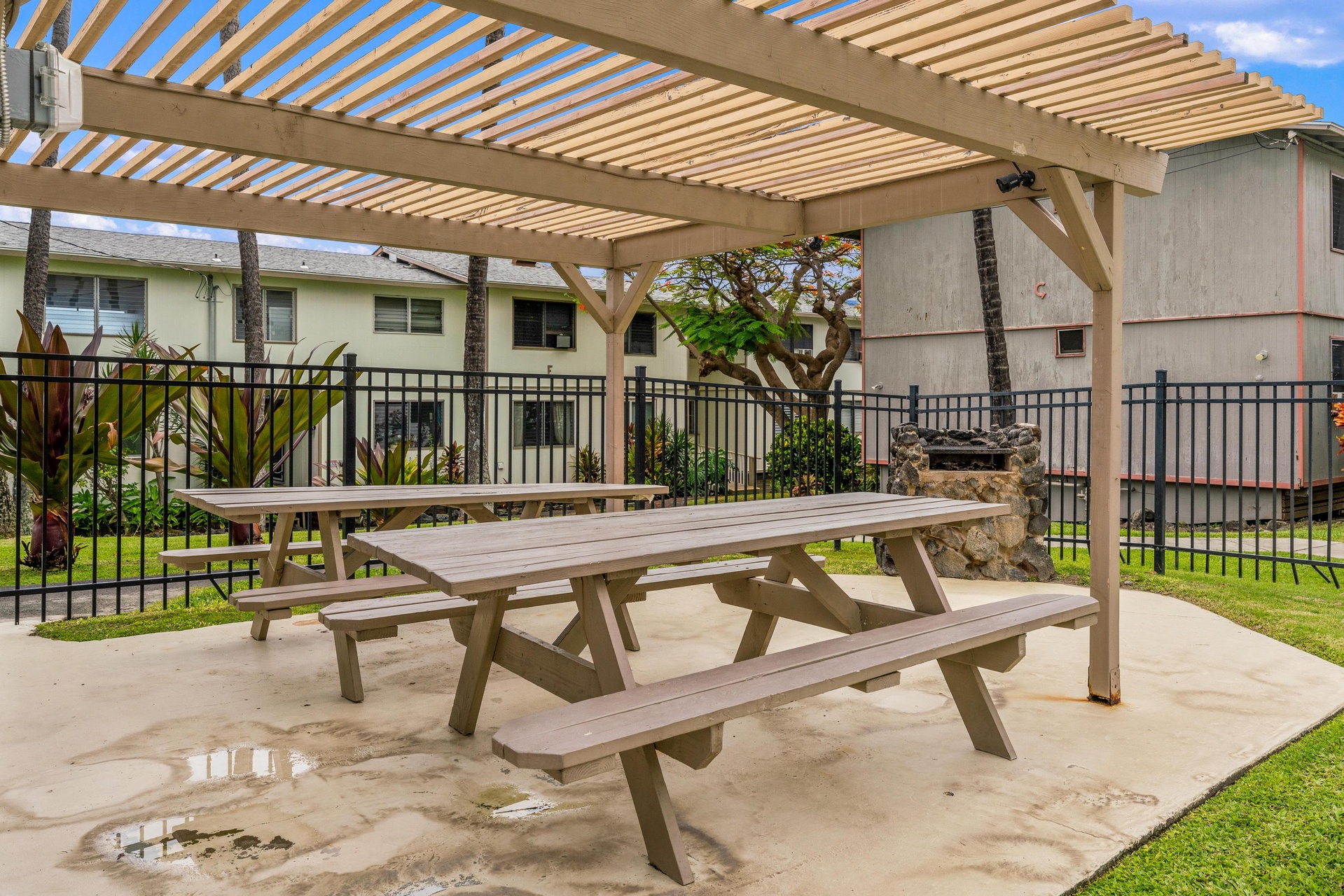 Picnic by the pool with BBQ area