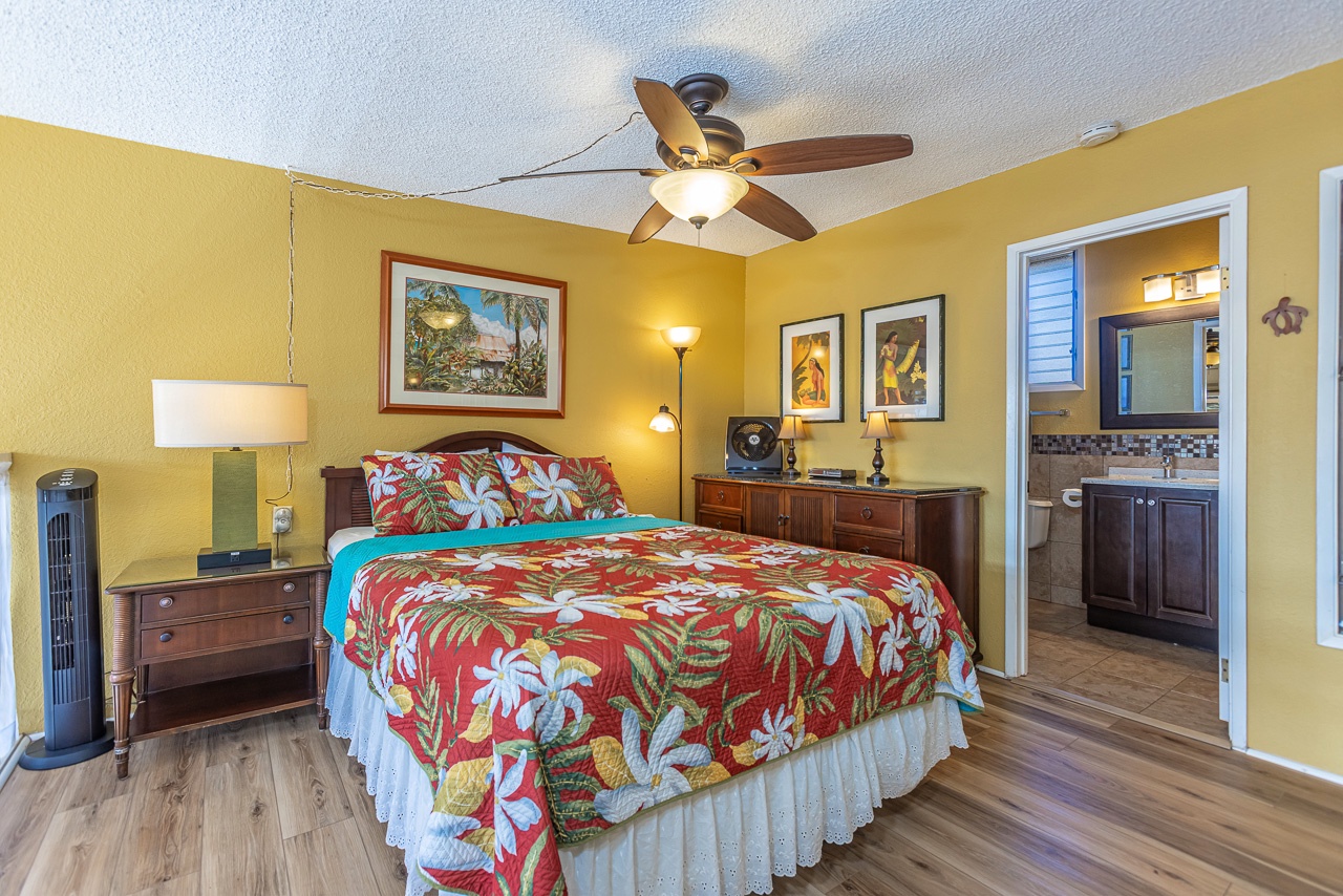 Spacious upstairs room designed for restful island getaways