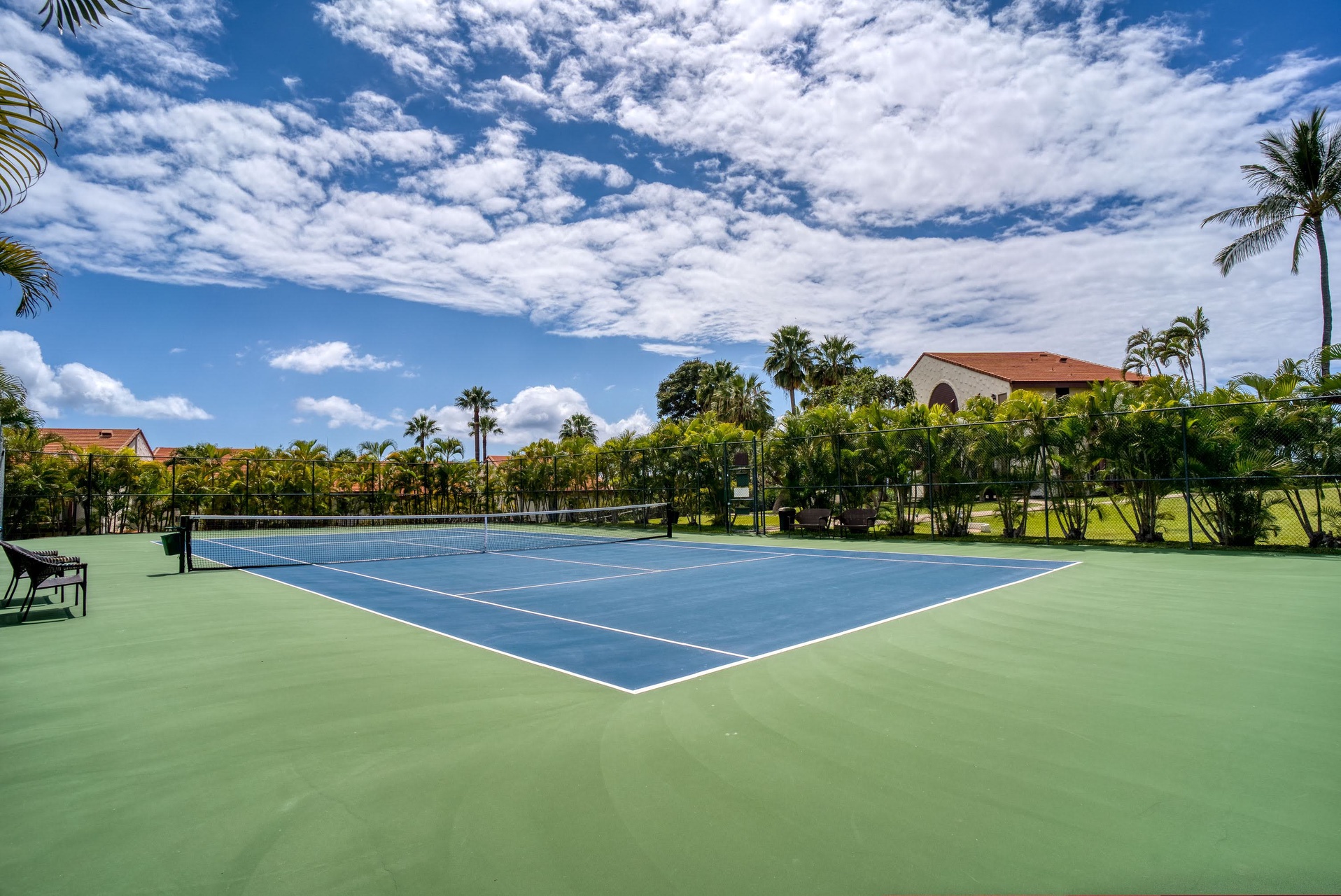 Tennis courts on property