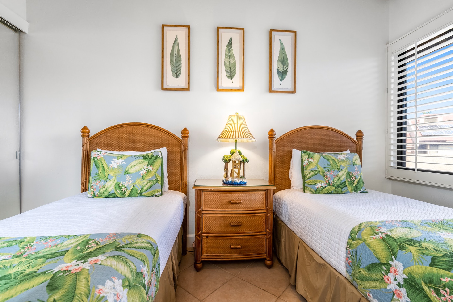Guest bedroom provides comfort and serenity. 