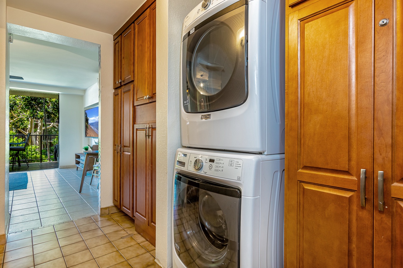 Full size washer and dryer in the unit for your convenience. 