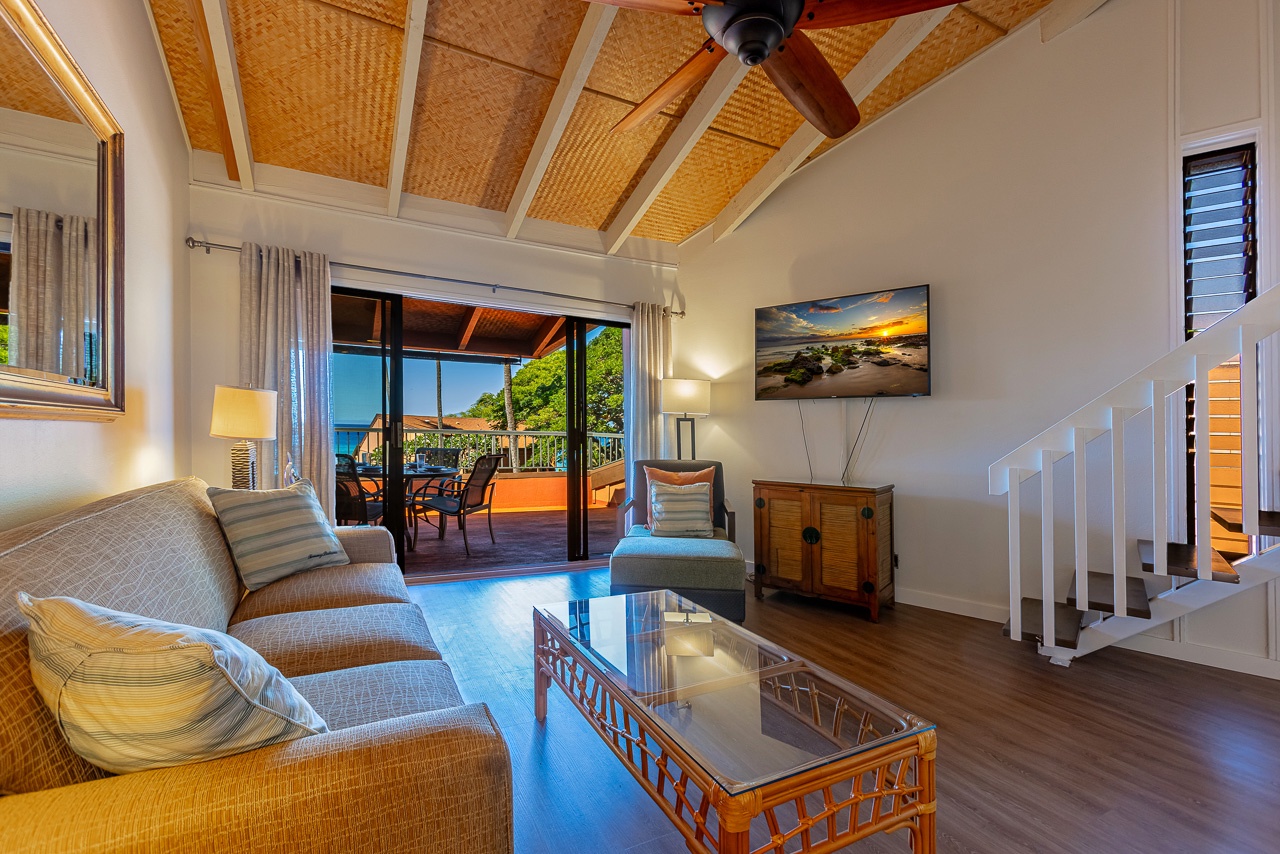 Unwind in your breezy island retreat, where woven ceilings and ocean breezes welcome you home.