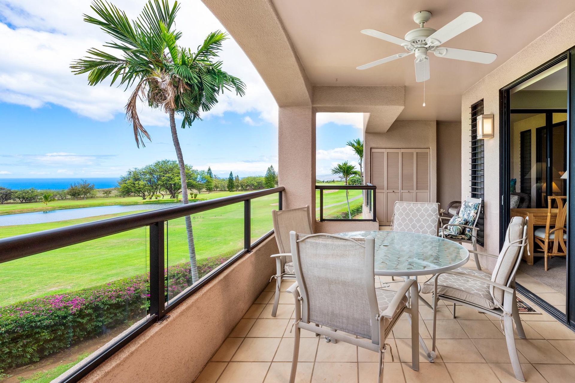 Morning coffee, island birds, and fairway views from your private lanai