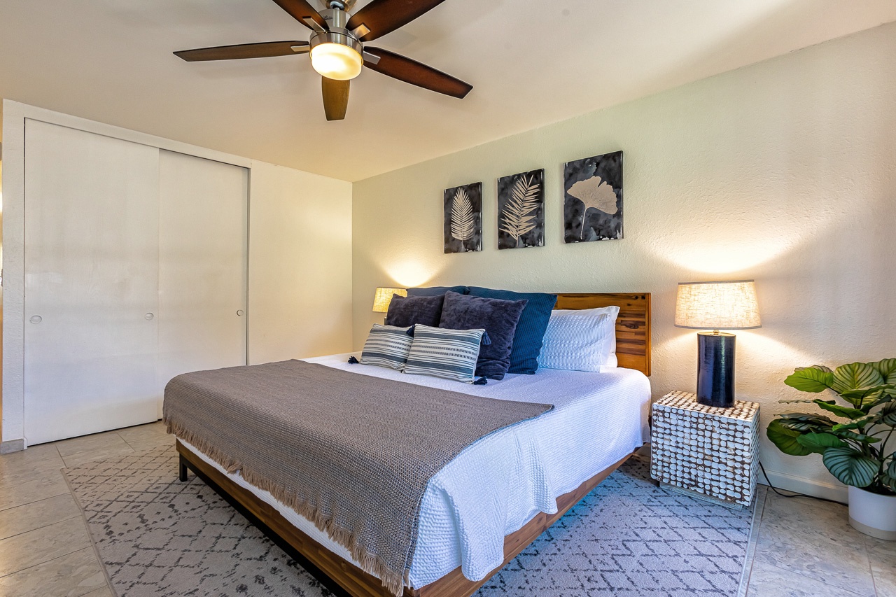Soft lights~ decorated with blues and grays for a feeling of cal