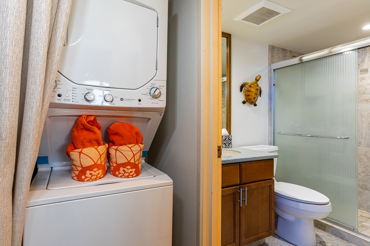 Washer and dryer inside the unit for your convenience. 
