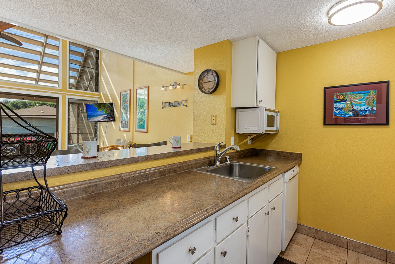 Clean, inviting kitchen with space to prep your favorite meals