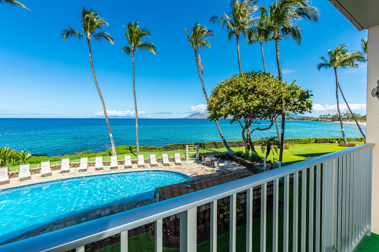 Private lanai has both pool and ocean view to enjoy day & night