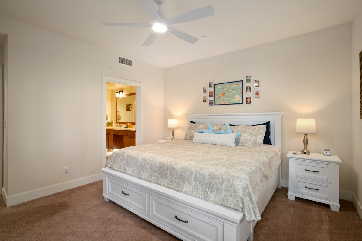 Sink into comfort in your spacious bedroom featuring a plush king bed, soft linens, and gentle bedside lighting for perfect relaxation.