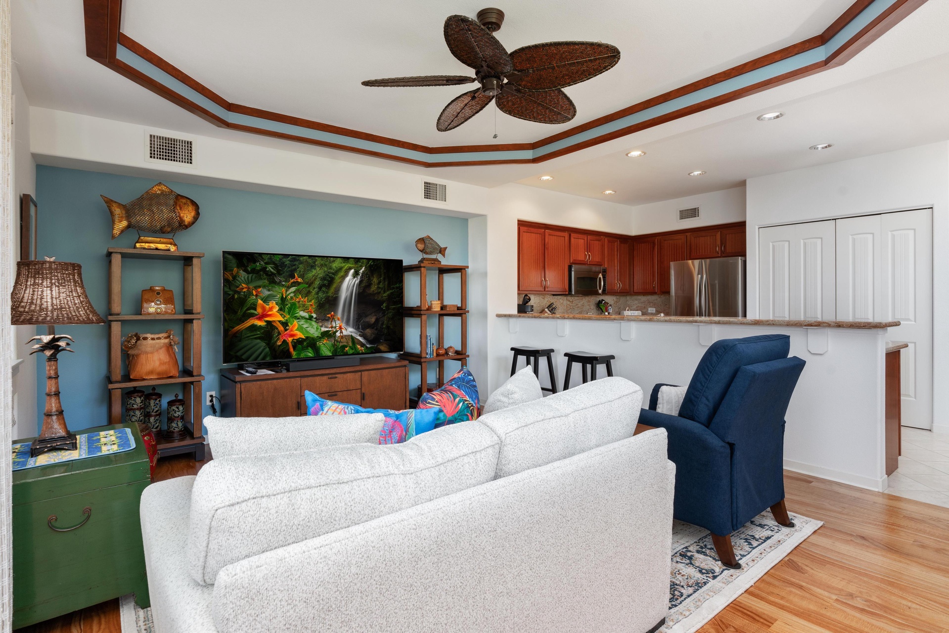 Living room equipped with a smart television