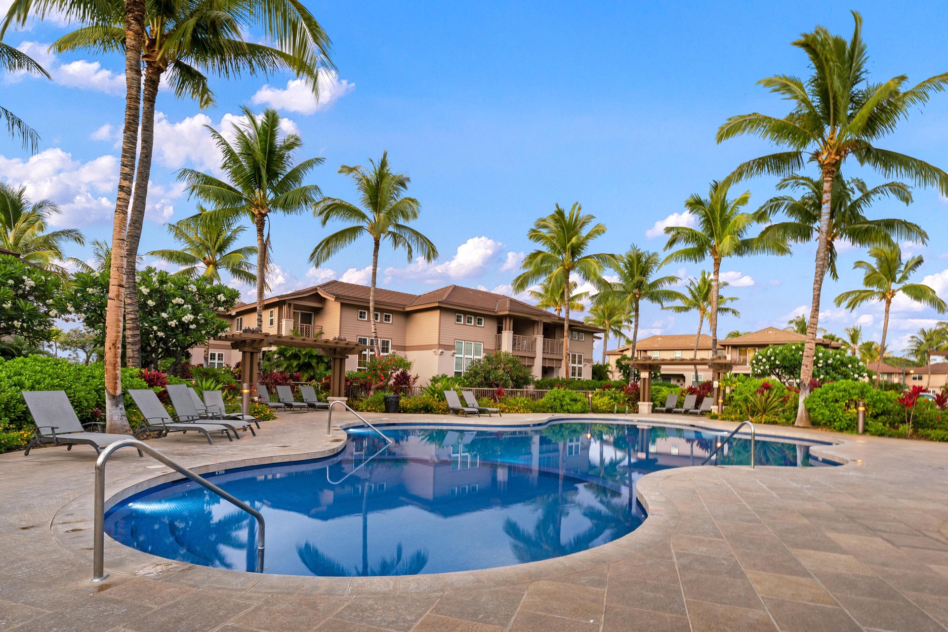 Pool area with loungers