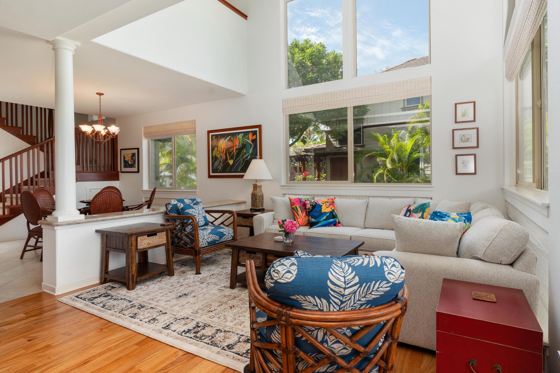 Floor to ceiling windows offering panoramic views of the golf course