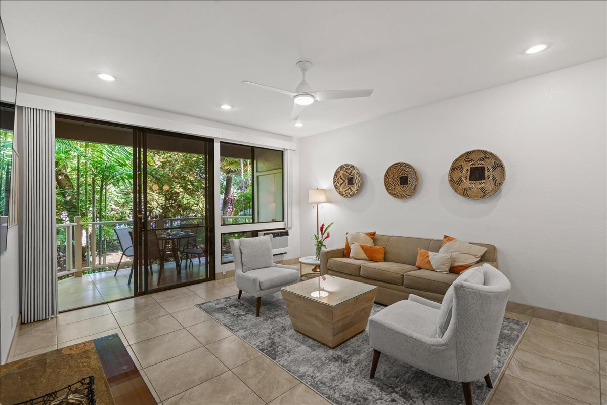 Relax after a Maui day in this airy and thoughtfully designed living room
