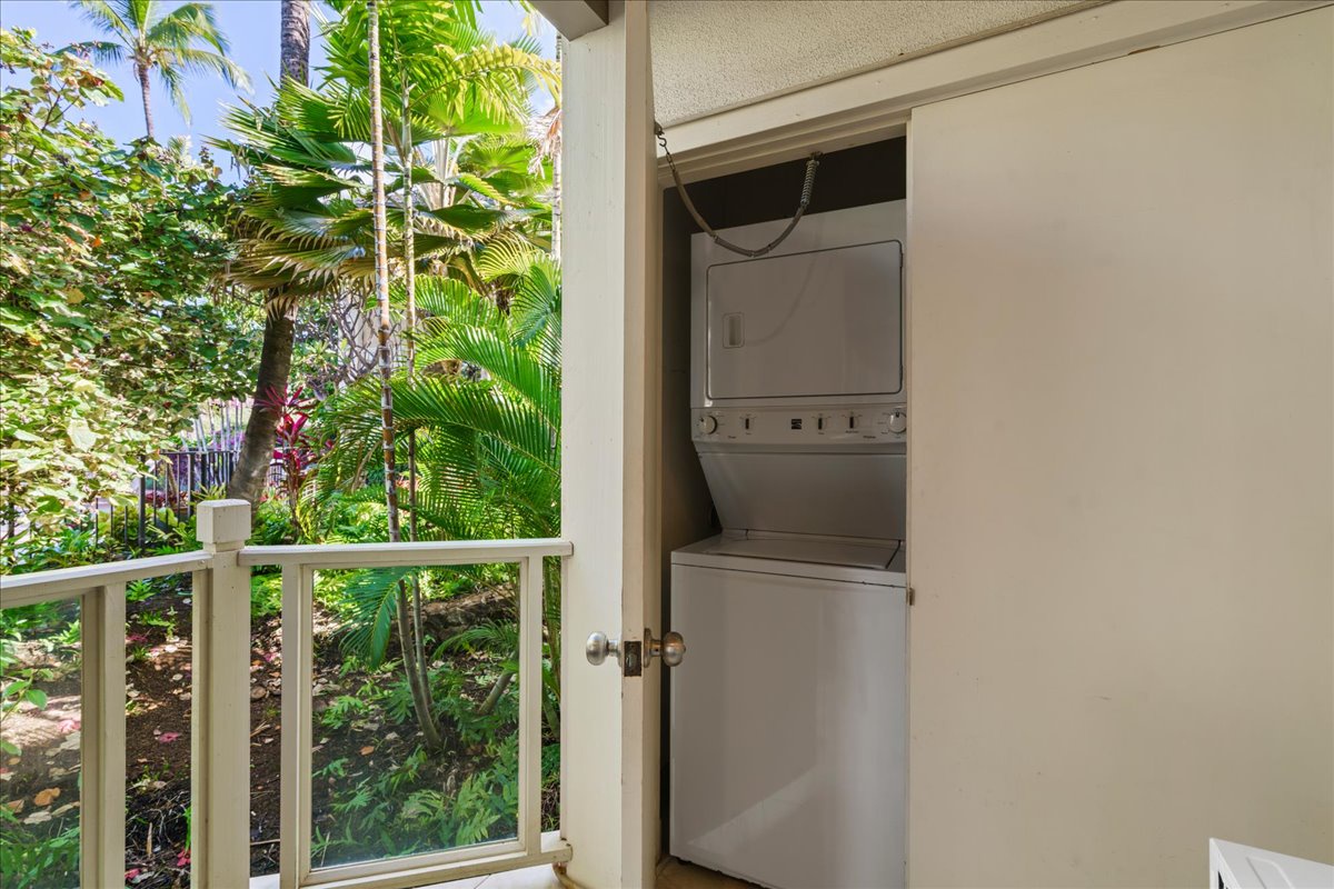 Your private laundry setup on lanai feels like a peaceful retreat