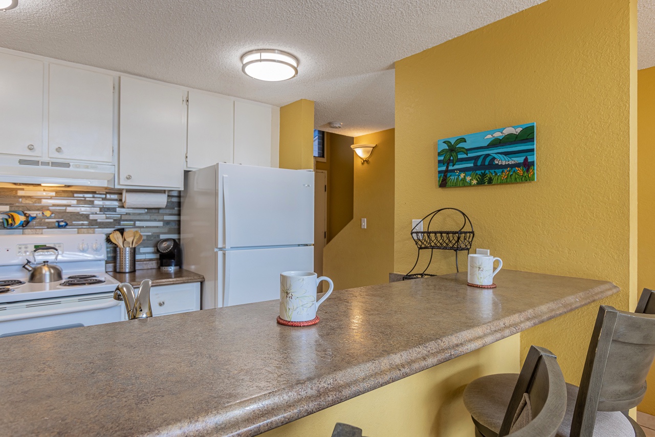 Bar seating for two, perfect for quick bites